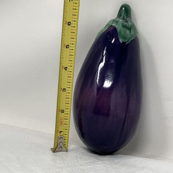 Vintage A Due Tosin Italy Majolica Ceramic Eggplant Art Pottery Vegetable Purple - Picture 2 of 13